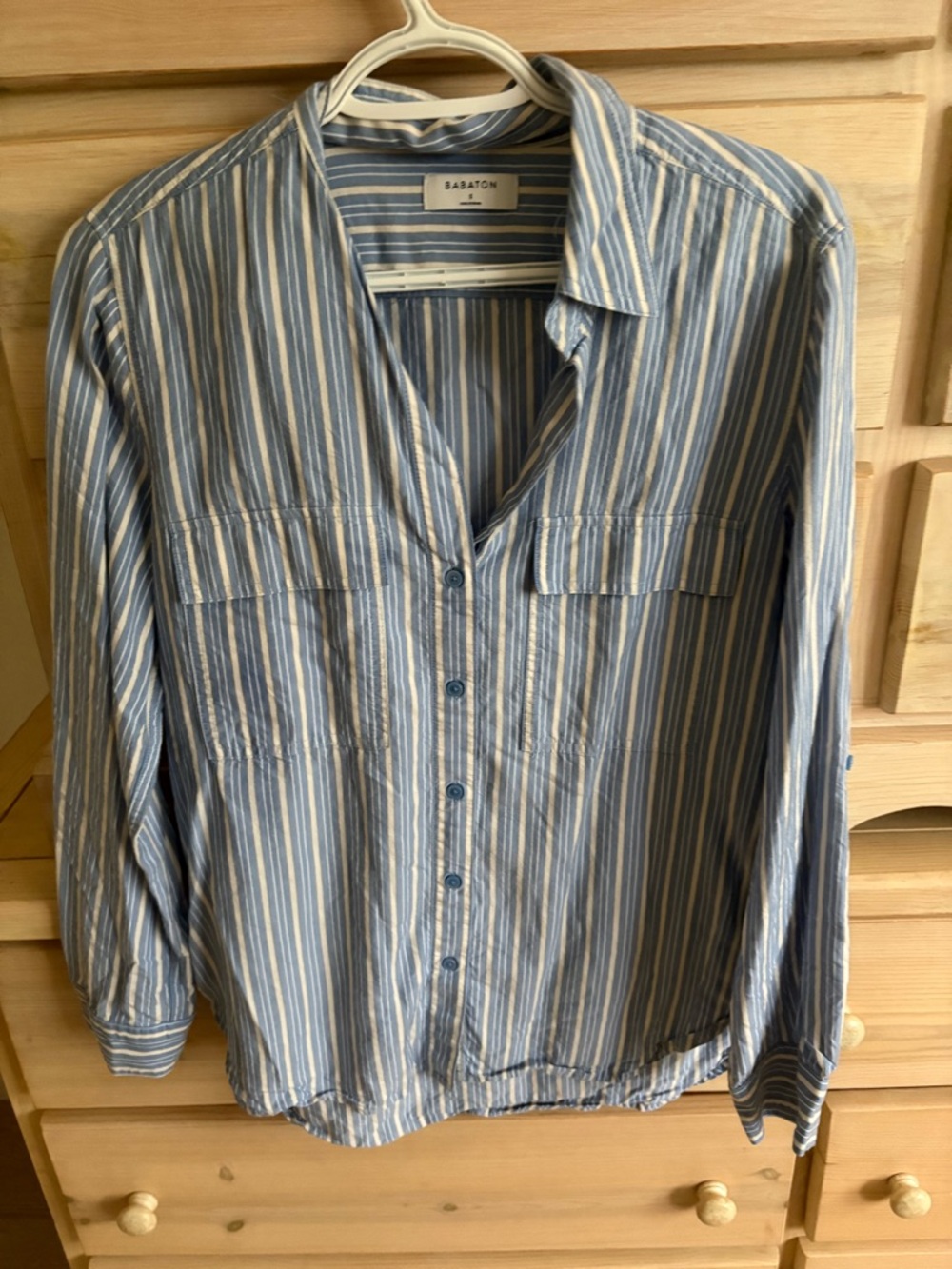 Babaton Blue & White Stripe utility shirt
